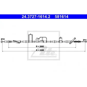 Tirette à câble, frein de stationnement ATE 24.3727-1614.2