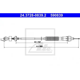 Tirette à câble, commande d'embrayage ATE 24.3728-0839.2