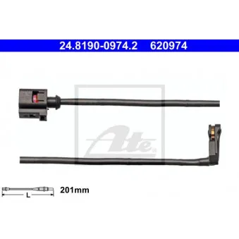 Contact d'avertissement, usure des plaquettes de frein ATE 24.8190-0974.2