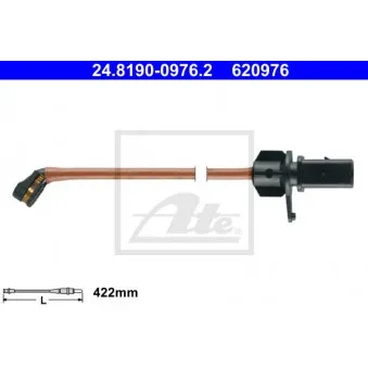 Contact d'avertissement, usure des plaquettes de frein ATE 24.8190-0976.2