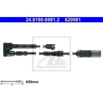 Contact d'avertissement, usure des plaquettes de frein ATE 24.8190-0981.2