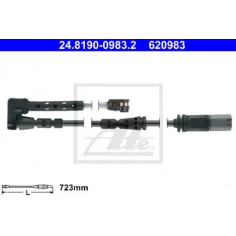 Contact d'avertissement, usure des plaquettes de frein ATE 24.8190-0983.2