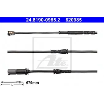 Contact d'avertissement, usure des plaquettes de frein ATE 24.8190-0985.2