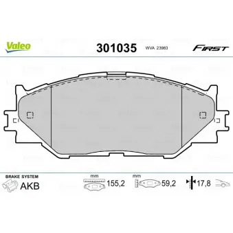 Jeu de 4 plaquettes de frein avant VALEO 301035