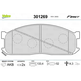 Jeu de 4 plaquettes de frein avant VALEO 301269