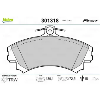 Jeu de 4 plaquettes de frein avant VALEO 301318