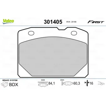 Jeu de 4 plaquettes de frein avant VALEO 301405