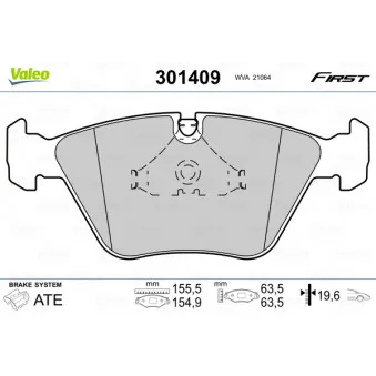 Jeu de 4 plaquettes de frein avant VALEO 301409