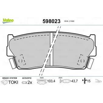Jeu de 4 plaquettes de frein avant VALEO 598023