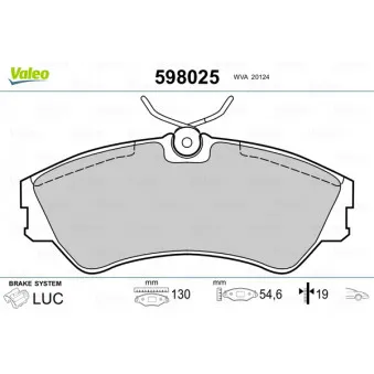 Jeu de 4 plaquettes de frein avant VALEO 598025