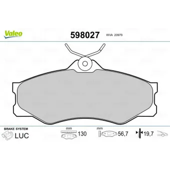 Jeu de 4 plaquettes de frein avant VALEO 598027