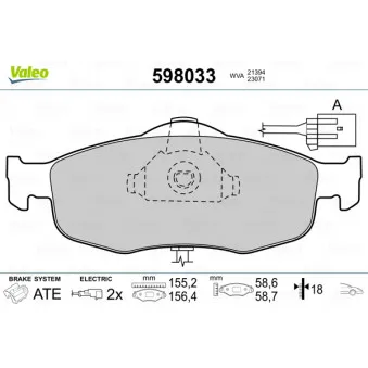 Jeu de 4 plaquettes de frein avant VALEO 598033