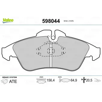 Jeu de 4 plaquettes de frein avant VALEO 598044