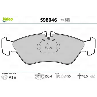 Jeu de 4 plaquettes de frein arrière VALEO 598046