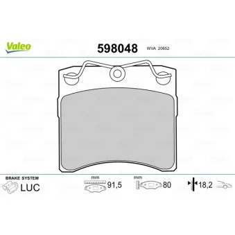 Jeu de 4 plaquettes de frein avant VALEO 598048