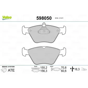 Jeu de 4 plaquettes de frein avant VALEO 598050