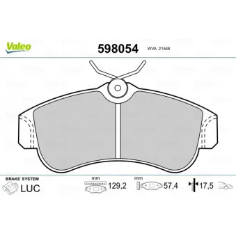 Jeu de 4 plaquettes de frein avant VALEO 598054