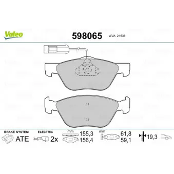 Jeu de 4 plaquettes de frein avant VALEO 598065