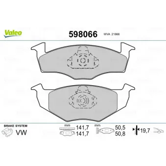 Jeu de 4 plaquettes de frein avant VALEO 598066