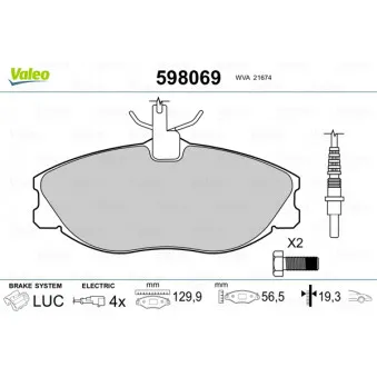 Jeu de 4 plaquettes de frein avant VALEO 598069