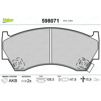 Jeu de 4 plaquettes de frein avant VALEO 598071