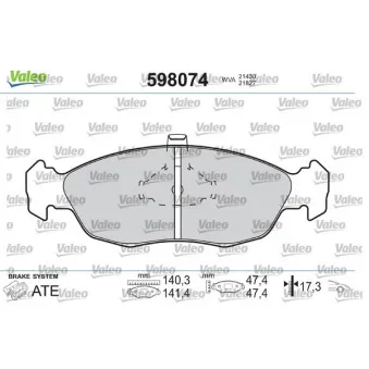 Jeu de 4 plaquettes de frein avant VALEO 598074