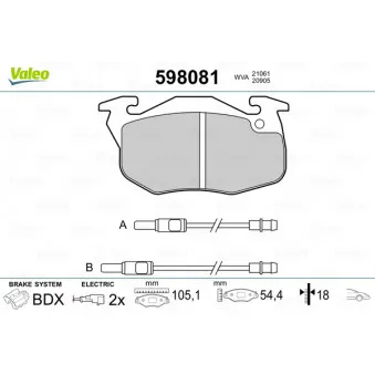 Jeu de 4 plaquettes de frein avant VALEO 598081