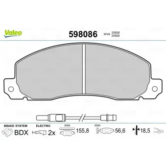 Jeu de 4 plaquettes de frein avant VALEO 598086