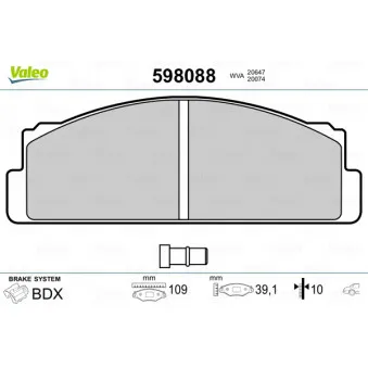 Jeu de 4 plaquettes de frein arrière VALEO 598088