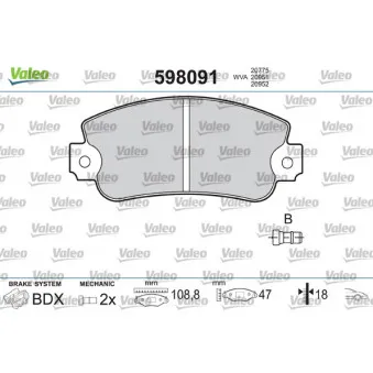 Jeu de 4 plaquettes de frein avant VALEO 598091