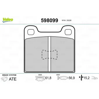 Jeu de 4 plaquettes de frein arrière VALEO 598099