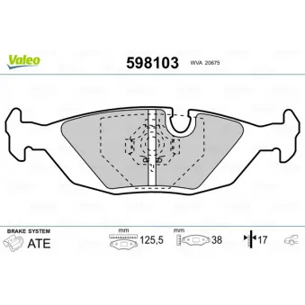 Jeu de 4 plaquettes de frein arrière VALEO 598103