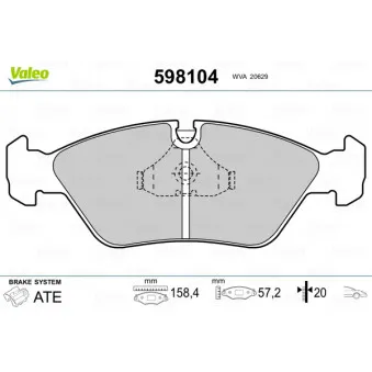 Jeu de 4 plaquettes de frein avant VALEO 598104