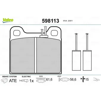 Jeu de 4 plaquettes de frein avant VALEO 598113