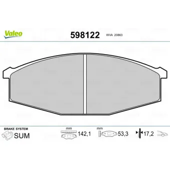 Jeu de 4 plaquettes de frein avant VALEO 598122