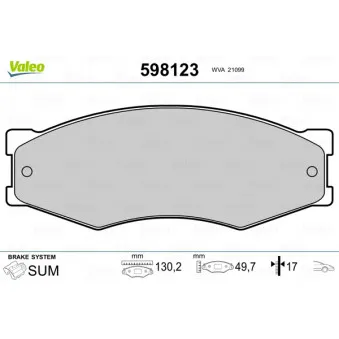 Jeu de 4 plaquettes de frein avant VALEO 598123
