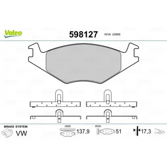 Jeu de 4 plaquettes de frein avant VALEO 598127