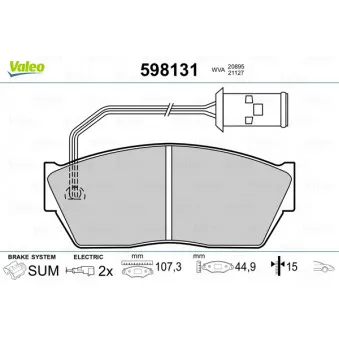 Jeu de 4 plaquettes de frein avant VALEO 598131