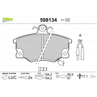 Jeu de 4 plaquettes de frein avant VALEO 598134