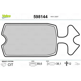 Jeu de 4 plaquettes de frein avant VALEO 598144