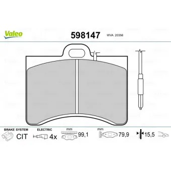 Jeu de 4 plaquettes de frein avant VALEO 598147