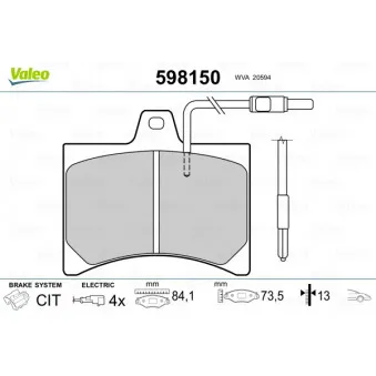 Jeu de 4 plaquettes de frein avant VALEO 598150