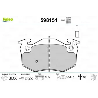 Jeu de 4 plaquettes de frein avant VALEO 598151