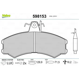 Jeu de 4 plaquettes de frein avant VALEO 598153