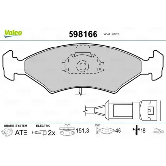 Jeu de 4 plaquettes de frein avant VALEO 598166