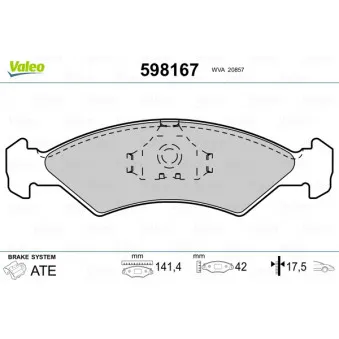 Jeu de 4 plaquettes de frein avant VALEO 598167