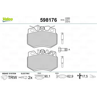 Jeu de 4 plaquettes de frein avant VALEO 598176