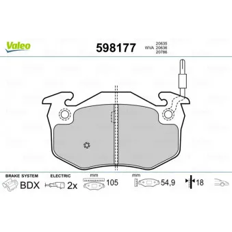 Jeu de 4 plaquettes de frein avant VALEO 598177