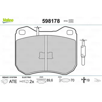 Jeu de 4 plaquettes de frein avant VALEO 598178
