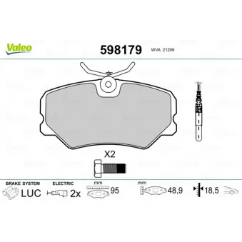 Jeu de 4 plaquettes de frein avant VALEO 598179